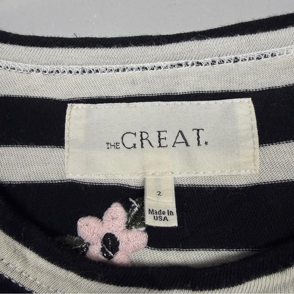 The Great Striped Flower Embroidered Cotton Tee - Picture 4 of 5